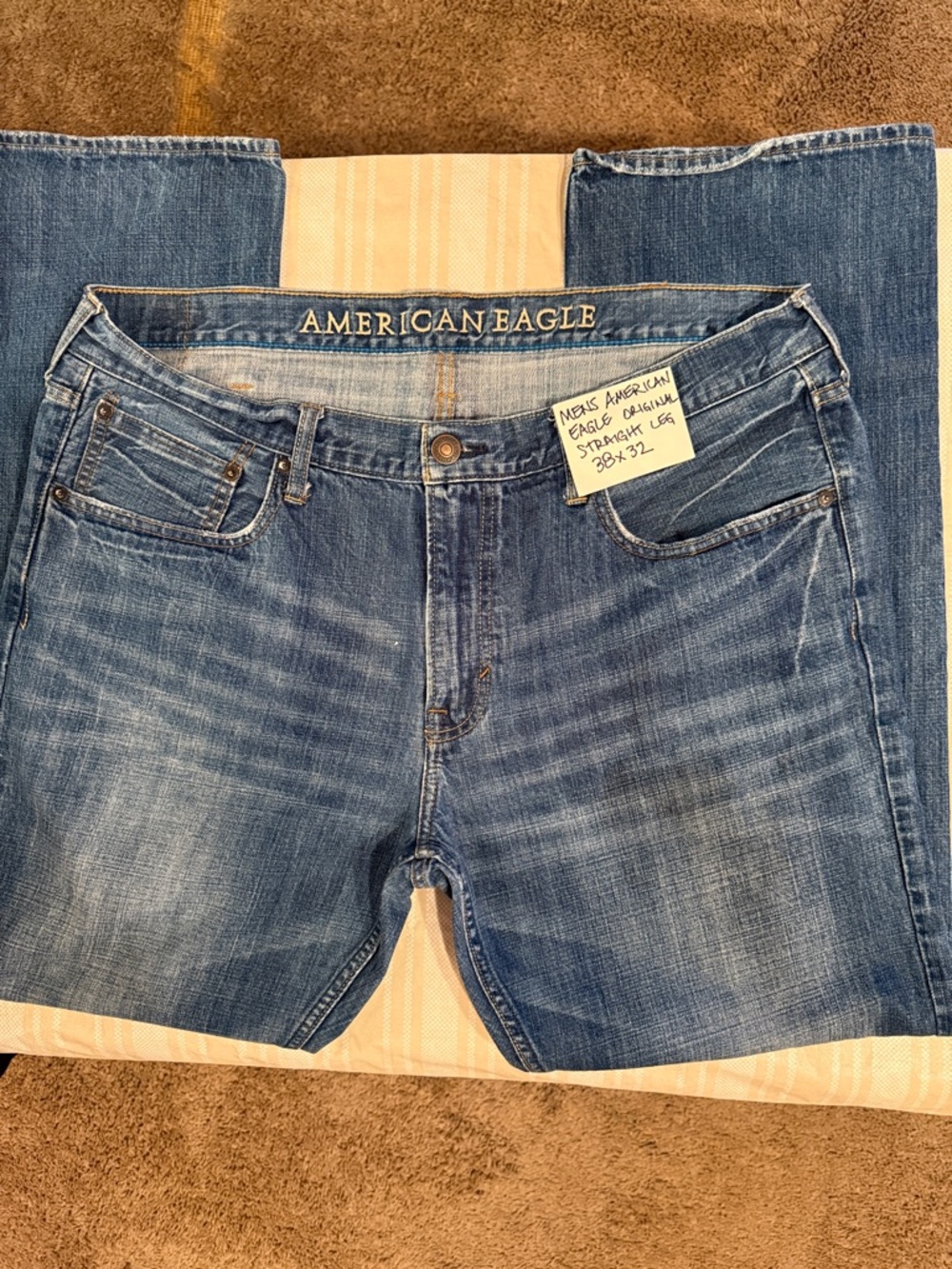 American Eagle Outfitters Men's Straight Jeans - Light Blue Wash